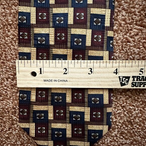 Louis Roth Necktie Hand Made Silk Multicolor Abstract Geometric - Picture 4 of 4